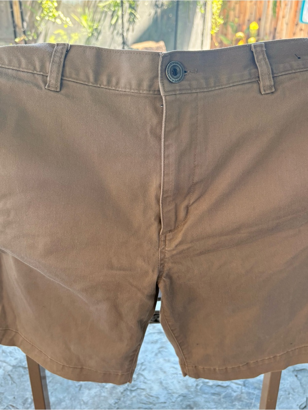 RVCA Men's Brown Flat-Front Cotton Shorts